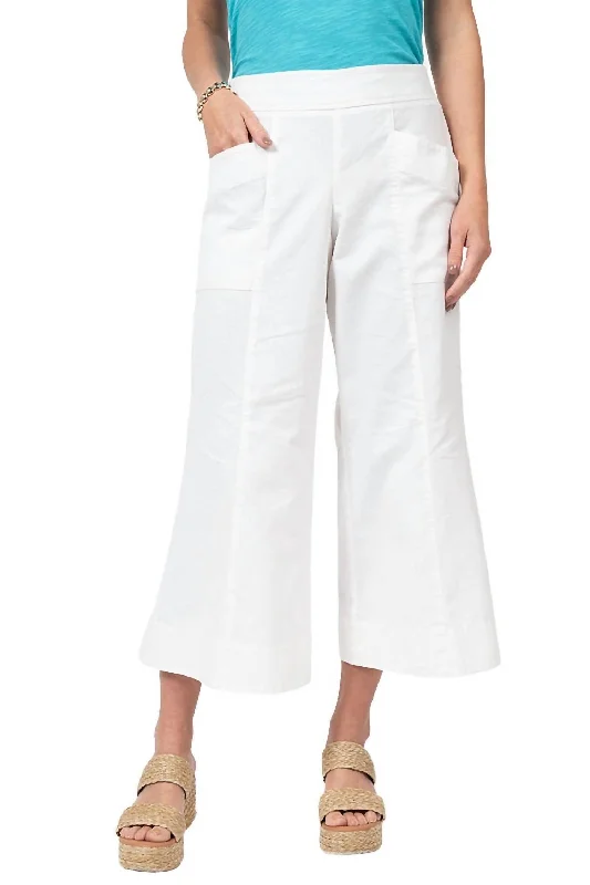 Stock Clearance Linen Slouch Pocket Pant In White