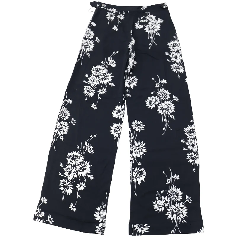 New Arrival McQ by Alexander McQueen Floral Wide Leg Trousers in Black Polyester