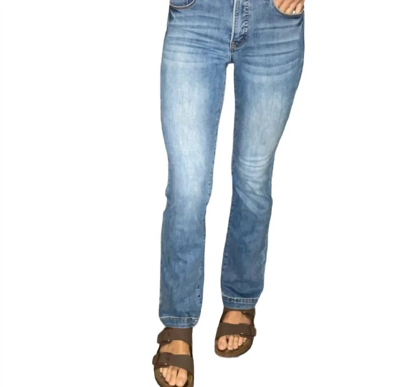 Overstock Mid Rise Slim Bootcut Cut Jeans In Medium Wash