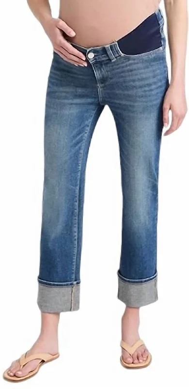 Reduced Prices Patti Straight Maternity High Rise Ankle Jeans In Hulton Cuffed