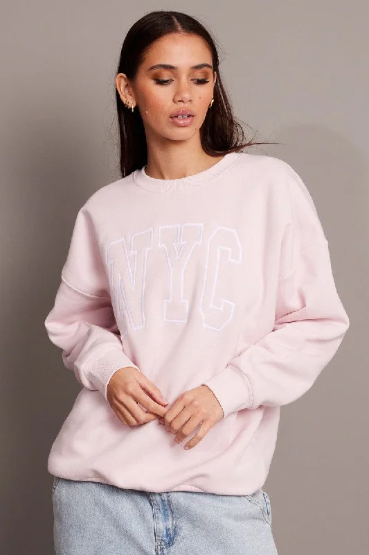 Today’s Deal Pink Graphic Sweater Long Sleeve