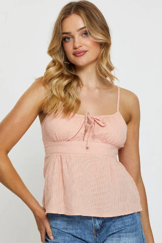 Bargain Bin Pink Singlet Top Sleeveless V-Neck