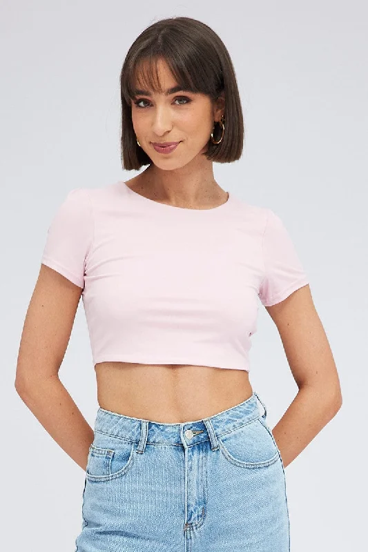Limited Edition Pink Supersoft Crop Top Short Sleeve