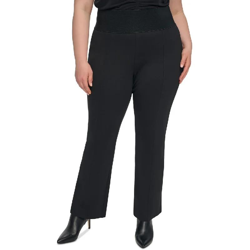 Super Bargain Plus Womens Pintuck Stretch High-Waisted Pants