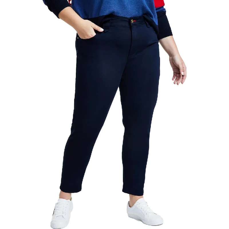Price Cut Plus Womens Sateen Logo Ankle Jeans