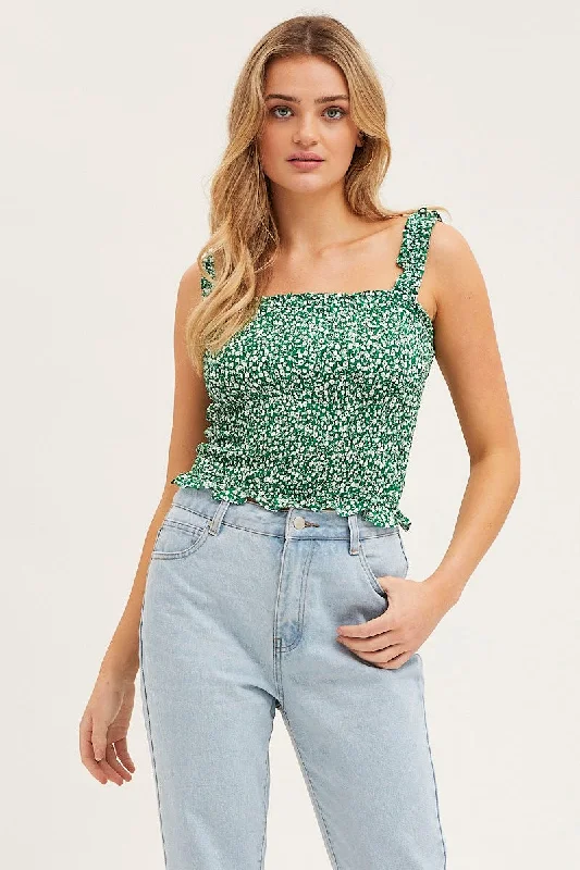 Exclusive Deal Print Ruched Singlet Sleeveless