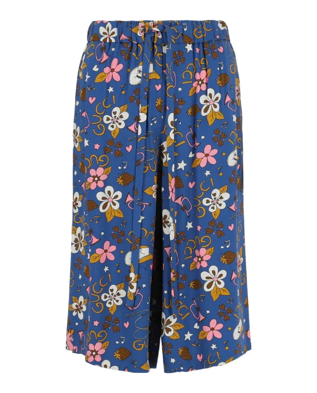 Year-End Clearance Retro Flower and Pony Print Pants