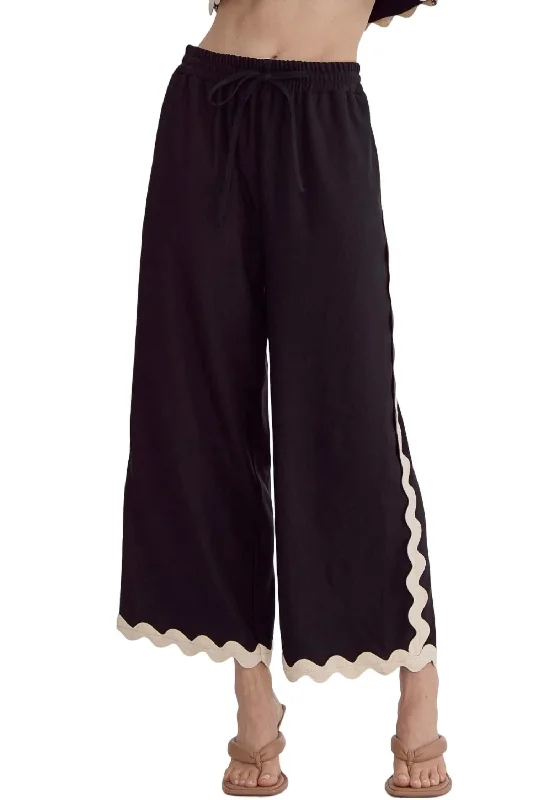 Ric Rac Wide Leg Trousers In Black