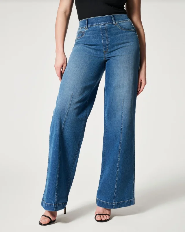 Year-End Sale Seamed Front Wide Leg Jeans In Vintage Indigo