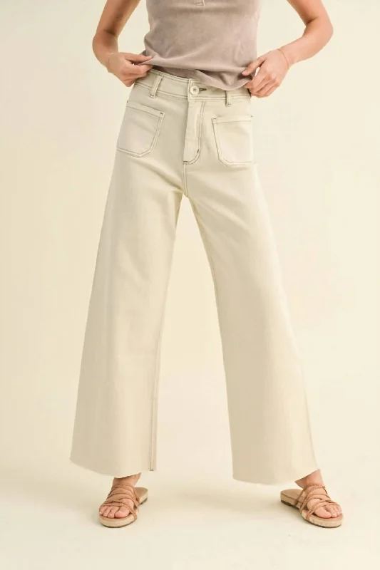 Final Clearance She's Back Wide Leg Jeans In Washed Beige