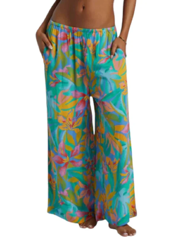 Best Bargains Sun Catcher Elastic Waist Printed Pants In Marina
