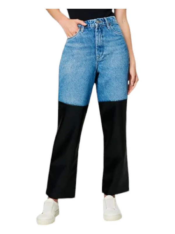 Bonus Savings The Baxter Straight Leg Jeans In Blue And Black Faux Leather