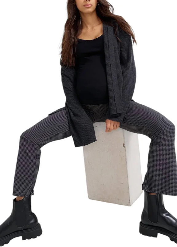 Take Advantage Ultimate Before, During & After Crop Flare Pants In Grey Houndstooth