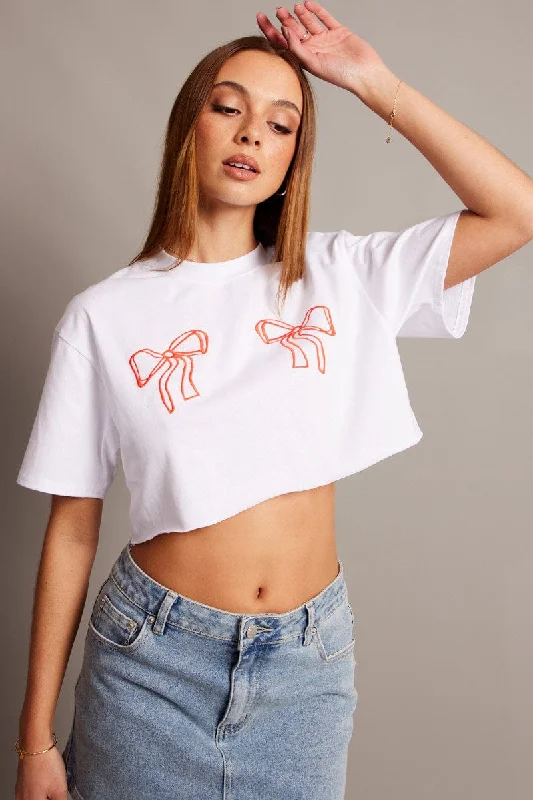 Don't Wait White Graphic Tee Crop Short Sleeve