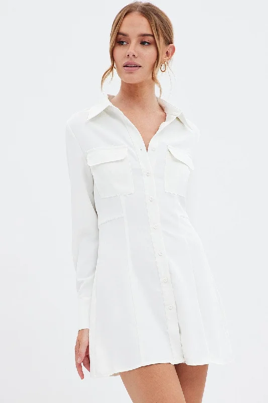 Big Discounts White Shirt Dress Long Sleeve
