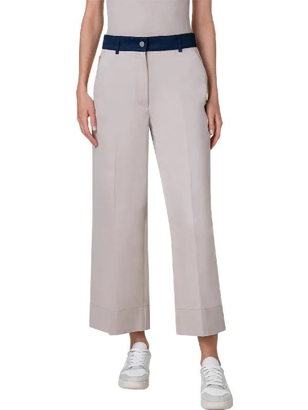 Hurry In Wide Leg Crop Pants In Beige/navy/orange