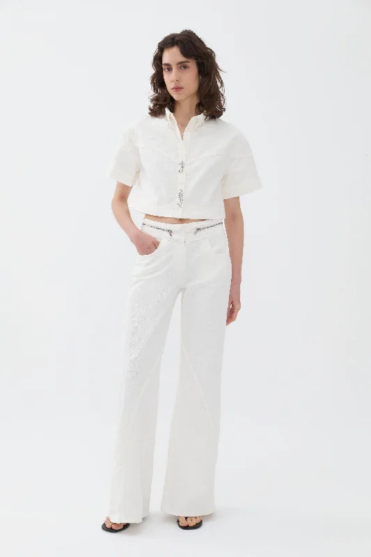 Early Access Wide Leg Jeans with Zipper Detail at Waist