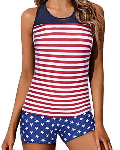 Exclusive Preview Women's Athletic Tankini Swimsuits Racerback And Boyshorts-National Flag Exclusive Preview Women's Athletic Tankini Swimsuits Racerback And Boyshorts-National Flag