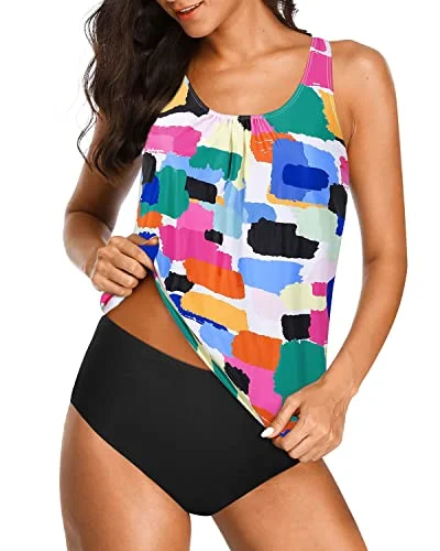 Today Only Women's Modest Tankinis Swimwear Loose Fit Triangle Briefs-Aqua