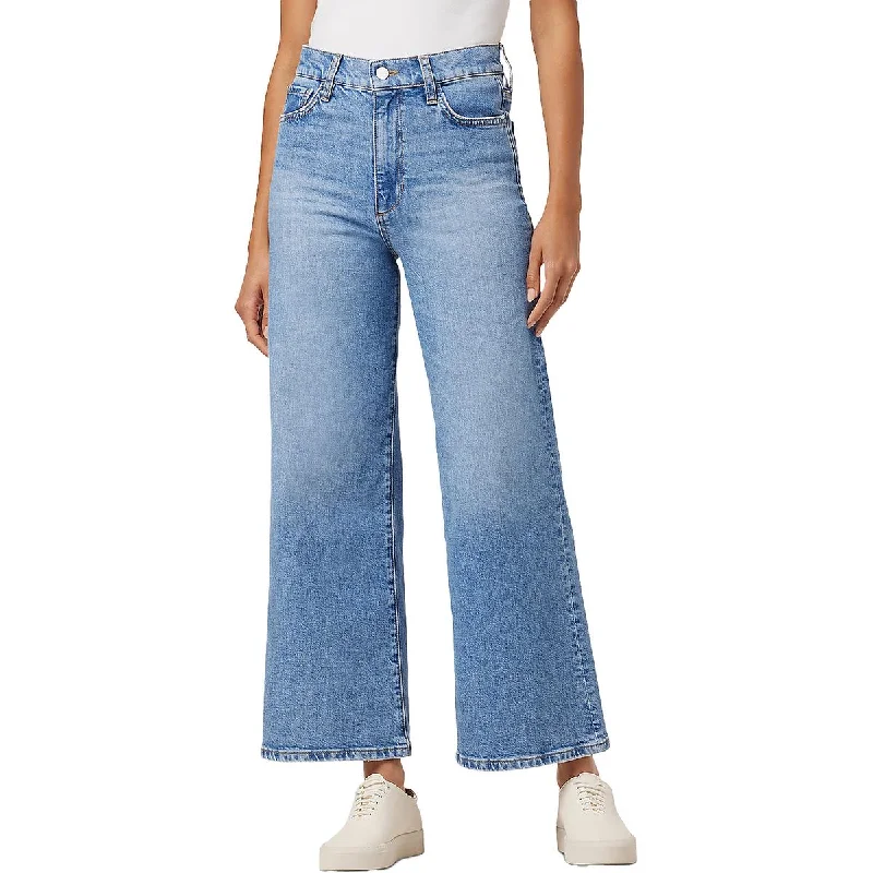 Womens Denim Faded Wide Leg Jeans