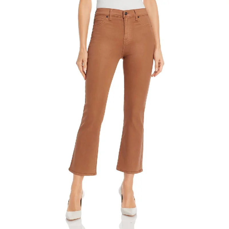 Don't Miss Womens Faux Leather Ankle High-Waist Pants
