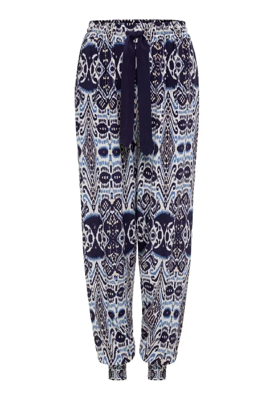 Discount Days Women's Genie Pants In Ikat Blue