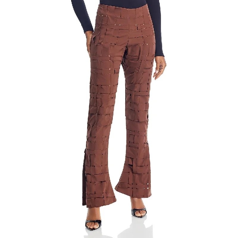 Deal Dash Womens High Rise Split Hem Straight Leg Pants