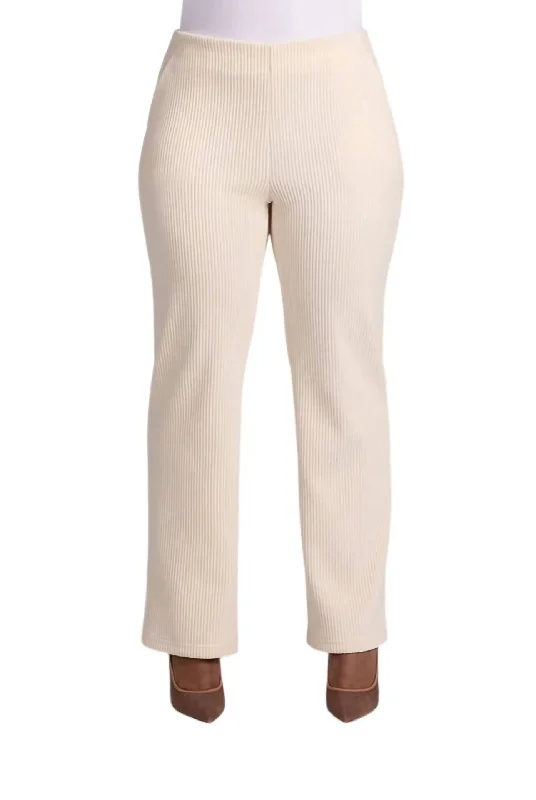 Value Deals Women's Pull On Chenille Pant In Antique White