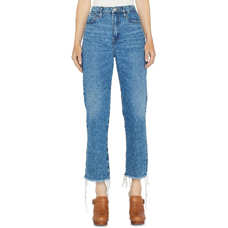 Big Discounts Womens Wide Leg Frayed Bottom Cropped Jeans