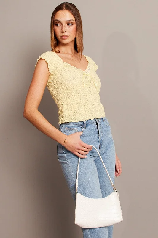 Early Access Yellow Textured Top Short Sleeve