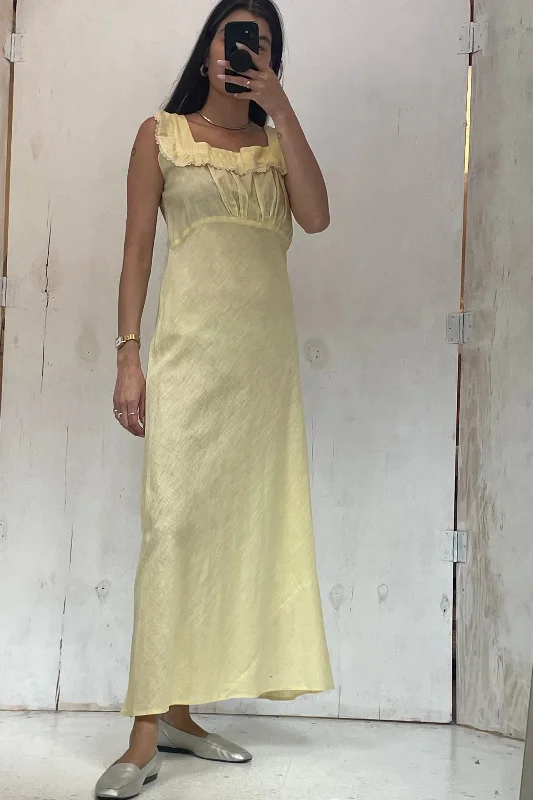 Special Savings 1940s Bias Cut Yellow Dress