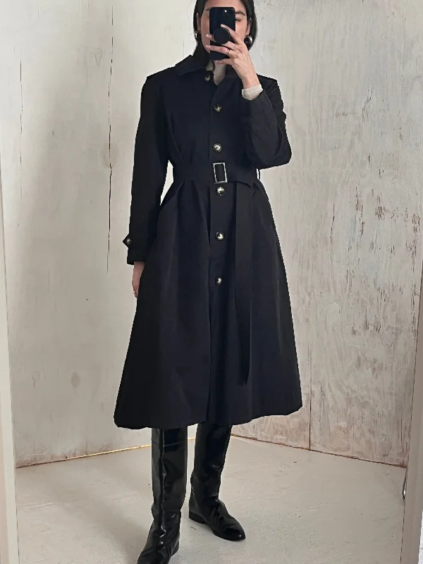 Loyalty Reward 90s DKNY Matte Black Trench Coat Dress