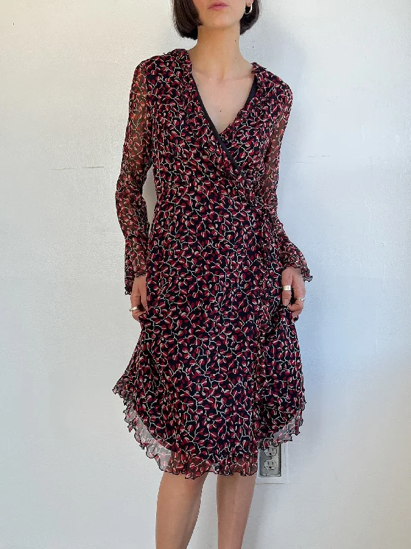 New Markdowns Anna Sui Berries Silk Wrap Dress