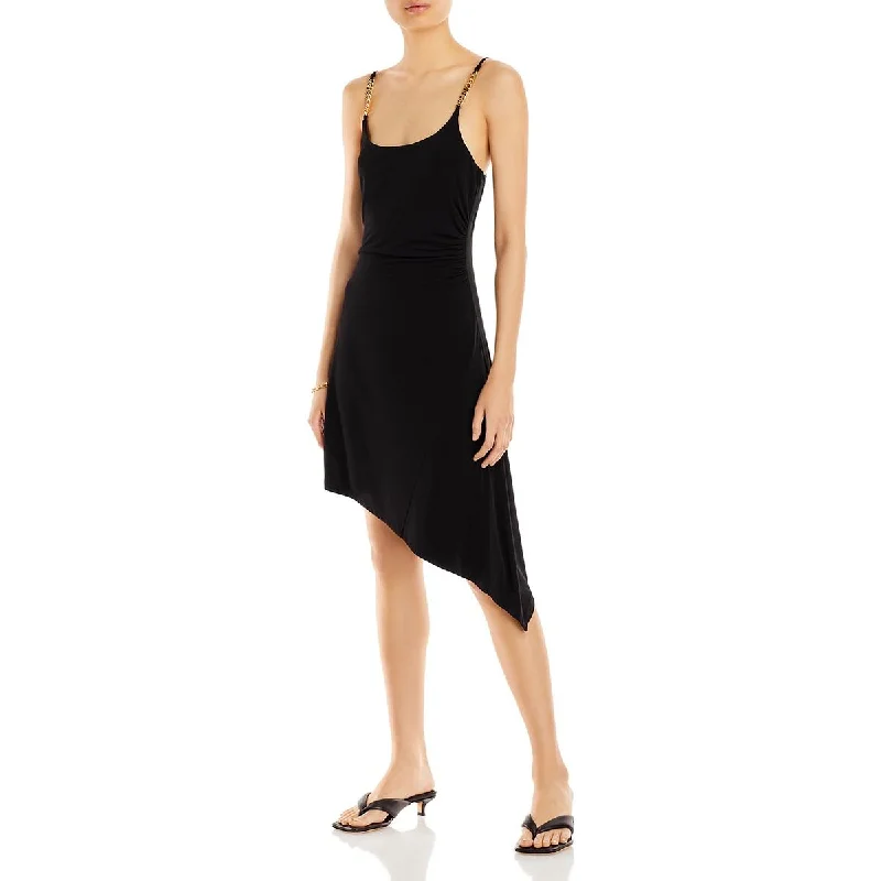 Aqua Womens Asymmetric Midi Slip Dress