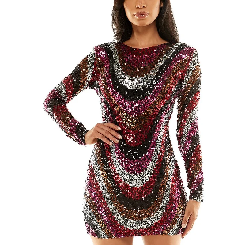 Best Deals B. Darlin Womens Juniors Sequined Low Back Cocktail and Party Dress