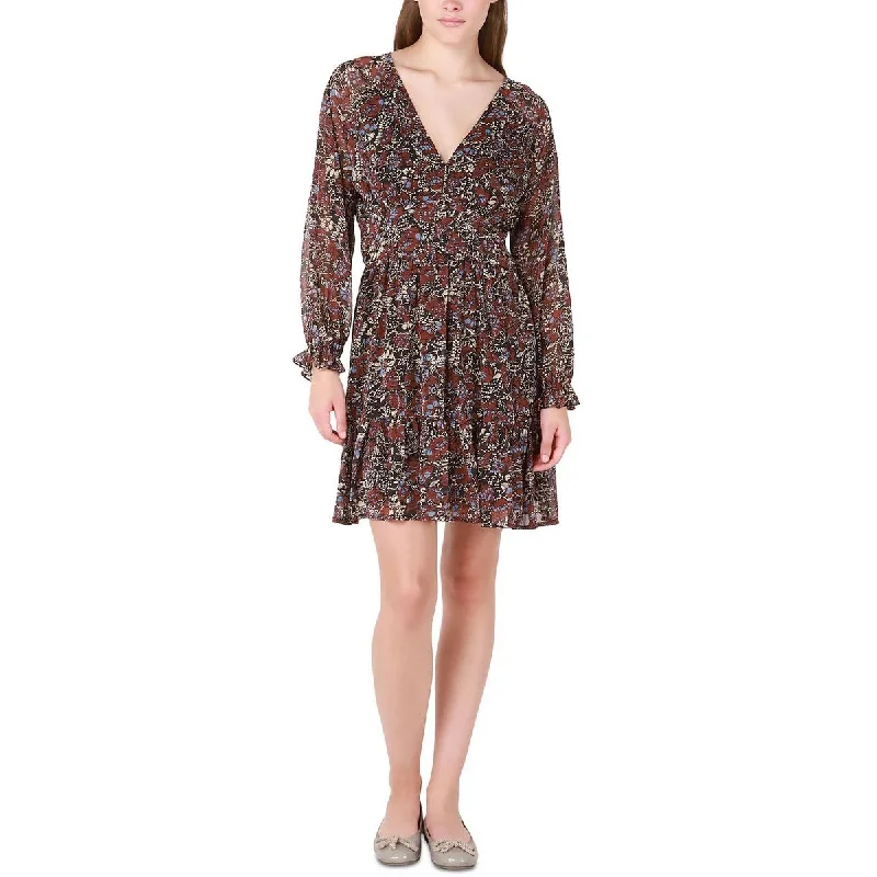 Special Promotion Black Tape_ Womens V-Neck Knee Fit & Flare Dress