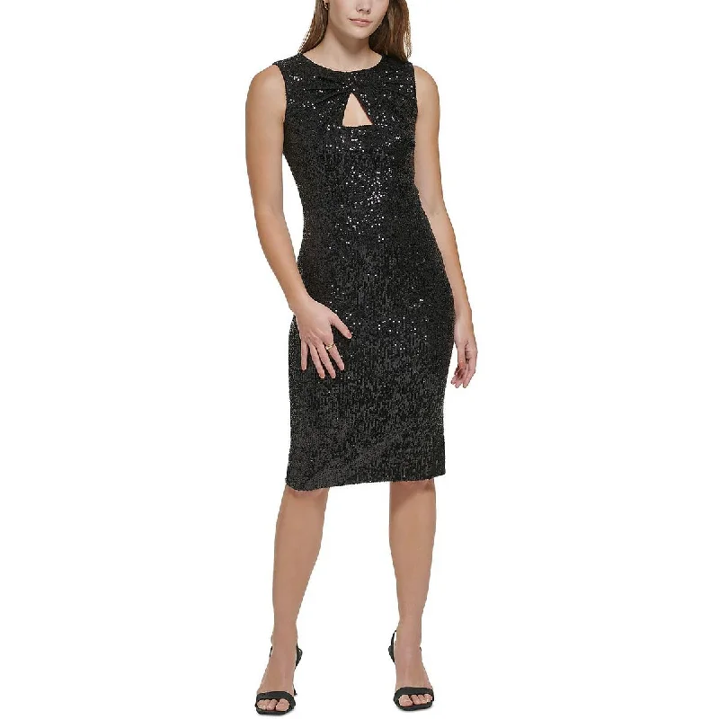 Extra Discounts Calvin Klein Womens Petites Sequined Short Cocktail and Party Dress