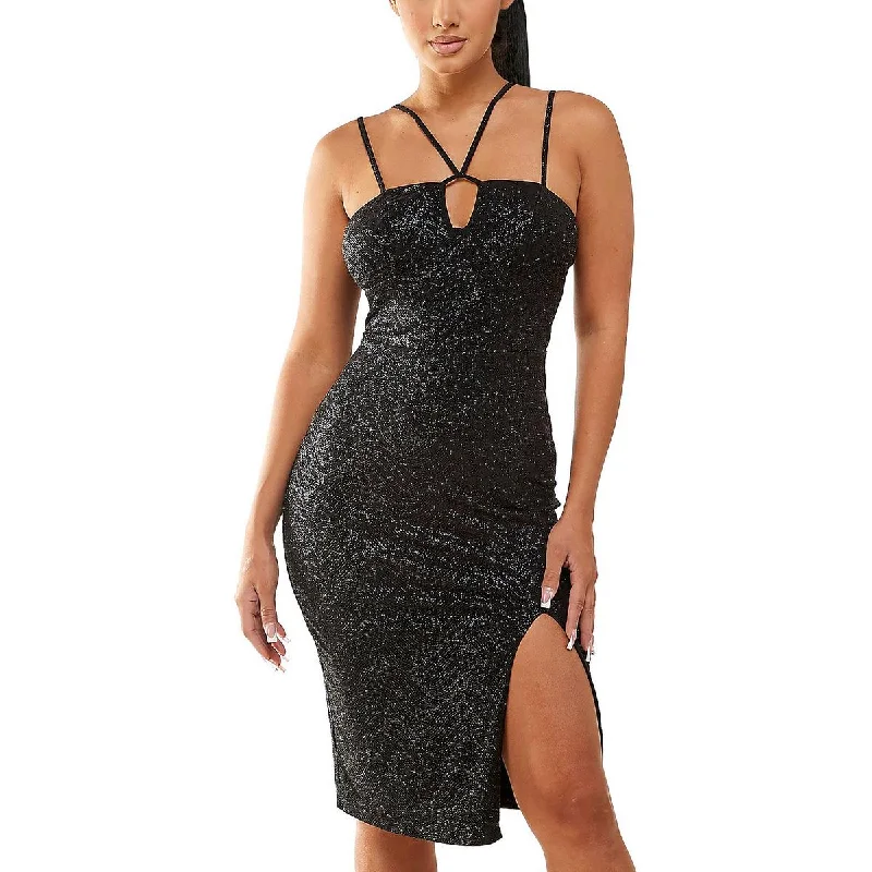 Grand Opening Sale City Studios Womens Juniors Metallic Cocktail Bodycon Dress