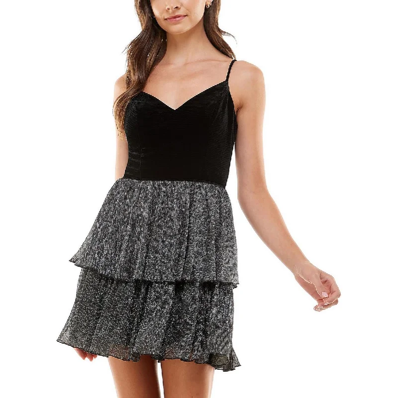 Great Deals City Studios Womens Juniors Velvet Mini Fit & Flare Dress