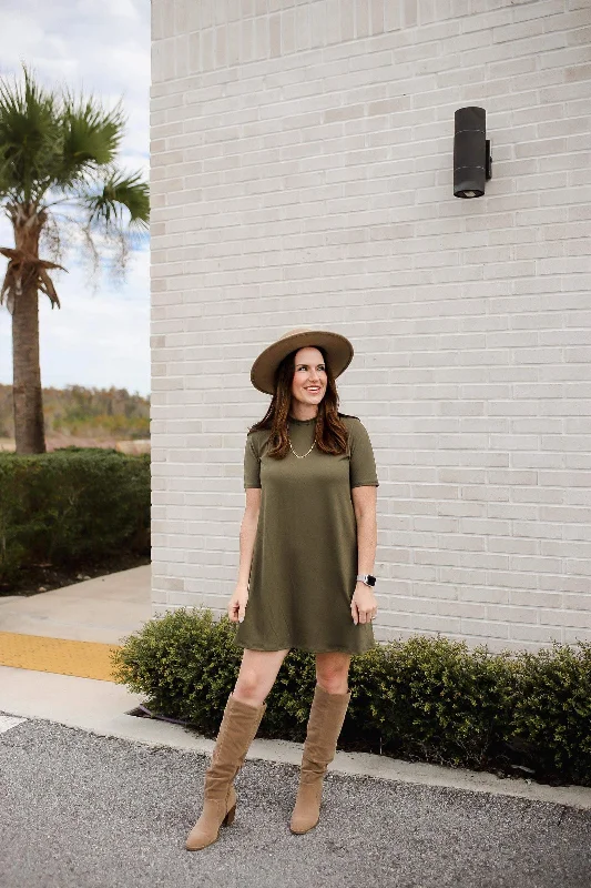 ASC Deluxe Short Sleeve Tee Dress- Olive