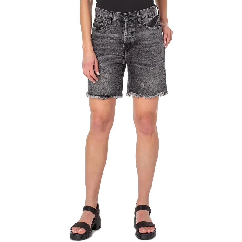 Earnest Sewn Womens High Rise Midi Cutoff Shorts