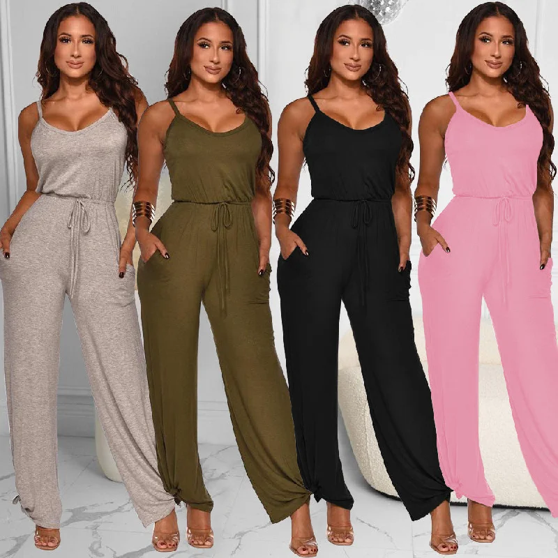 Fall 2021 Women Clothes Fashion Women Clothes1 Piece Jumpsuits Plus Size Solid Color Custom Sweat Pants For Women