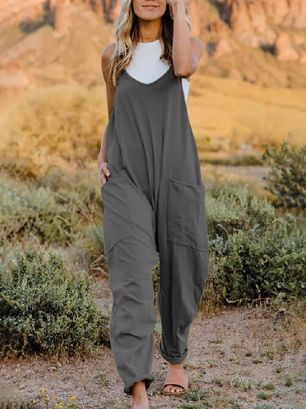 Quick Sale Full Size Sleeveless V-Neck Pocketed Jumpsuit