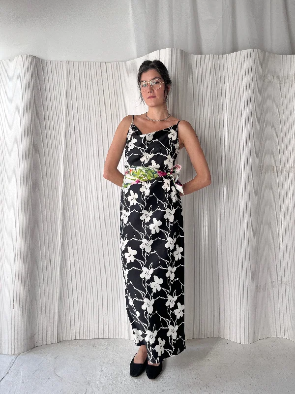Clearance Event INC b&w satin floral slip dress