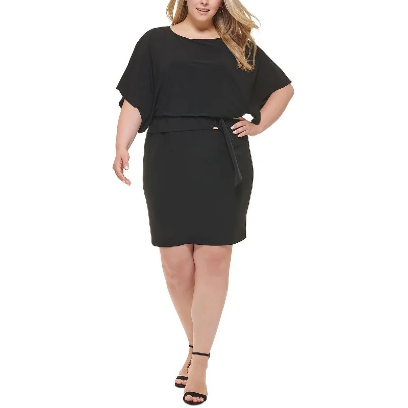 Deal of the Day Jessica Howard Womens Plus Blouson Belted Cocktail and Party Dress