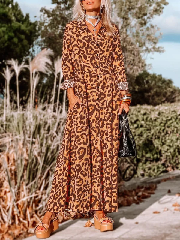 Lowest Price Leopard Buttoned Maxi Dress