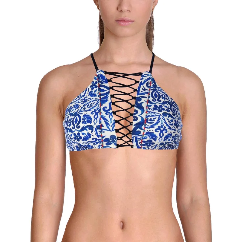 Hot Deal Nanette Lepore Womens Talavera Floral Print Halter Swim Top Separates