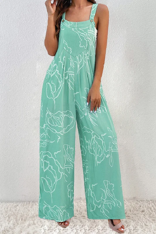 Early Bird Discount Printed Wide Strap Jumpsuit