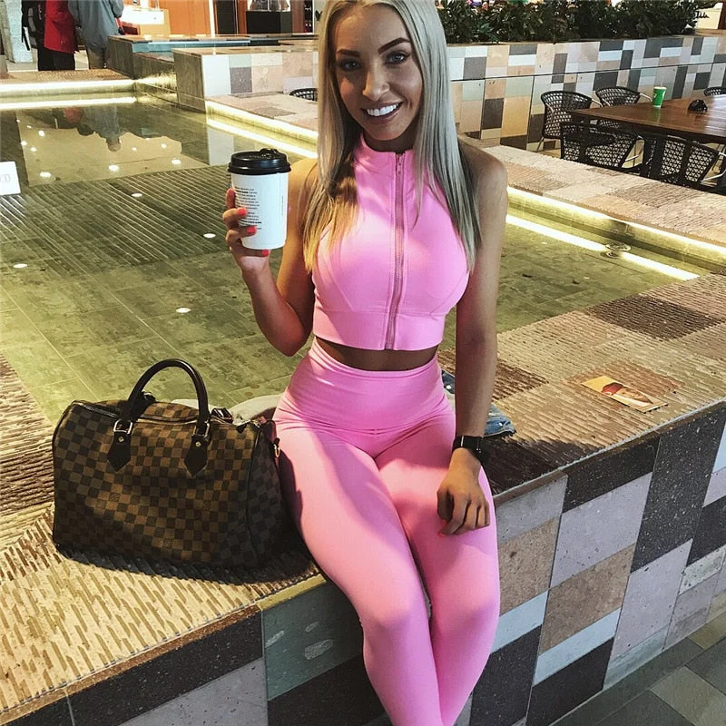 Deal Mania Zipper Sleeveless Crop Top Jumpsuits