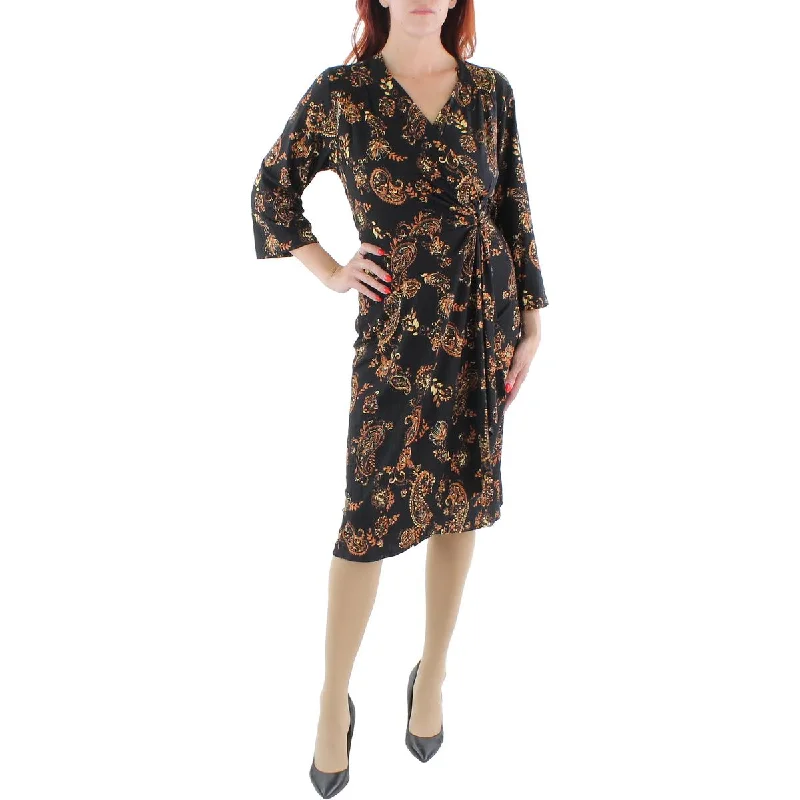 Daily Deals Signature By Robbie Bee Womens Plus Knit Printed Fit & Flare Dress